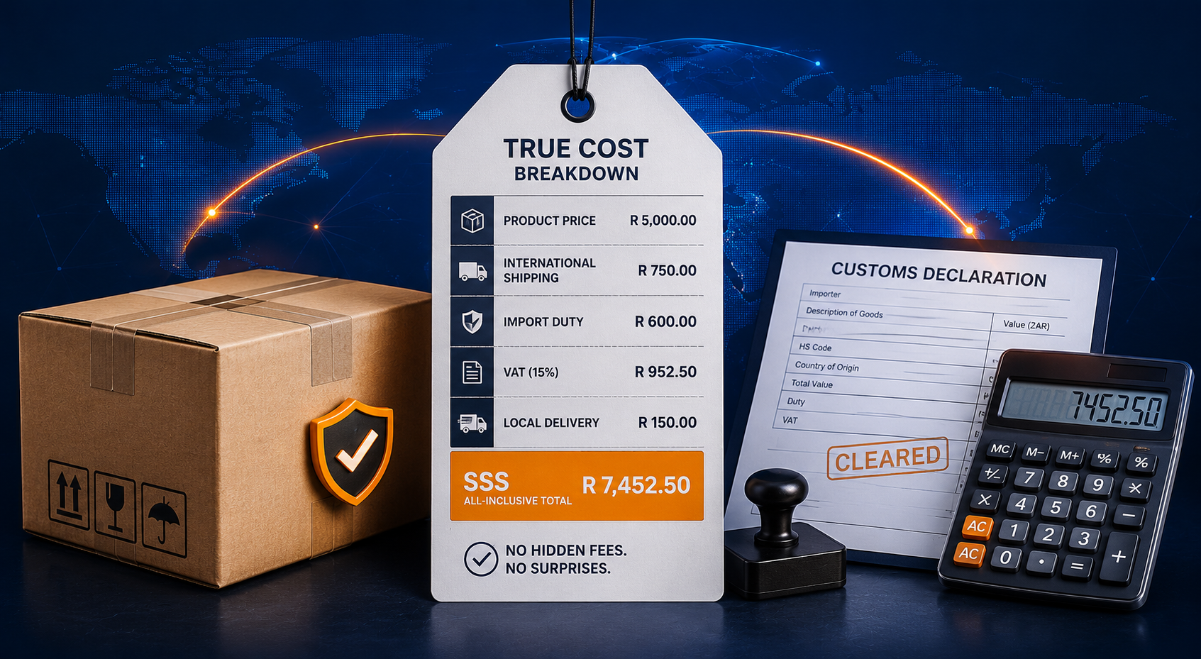 International online shopping packages arriving in South Africa with customs paperwork