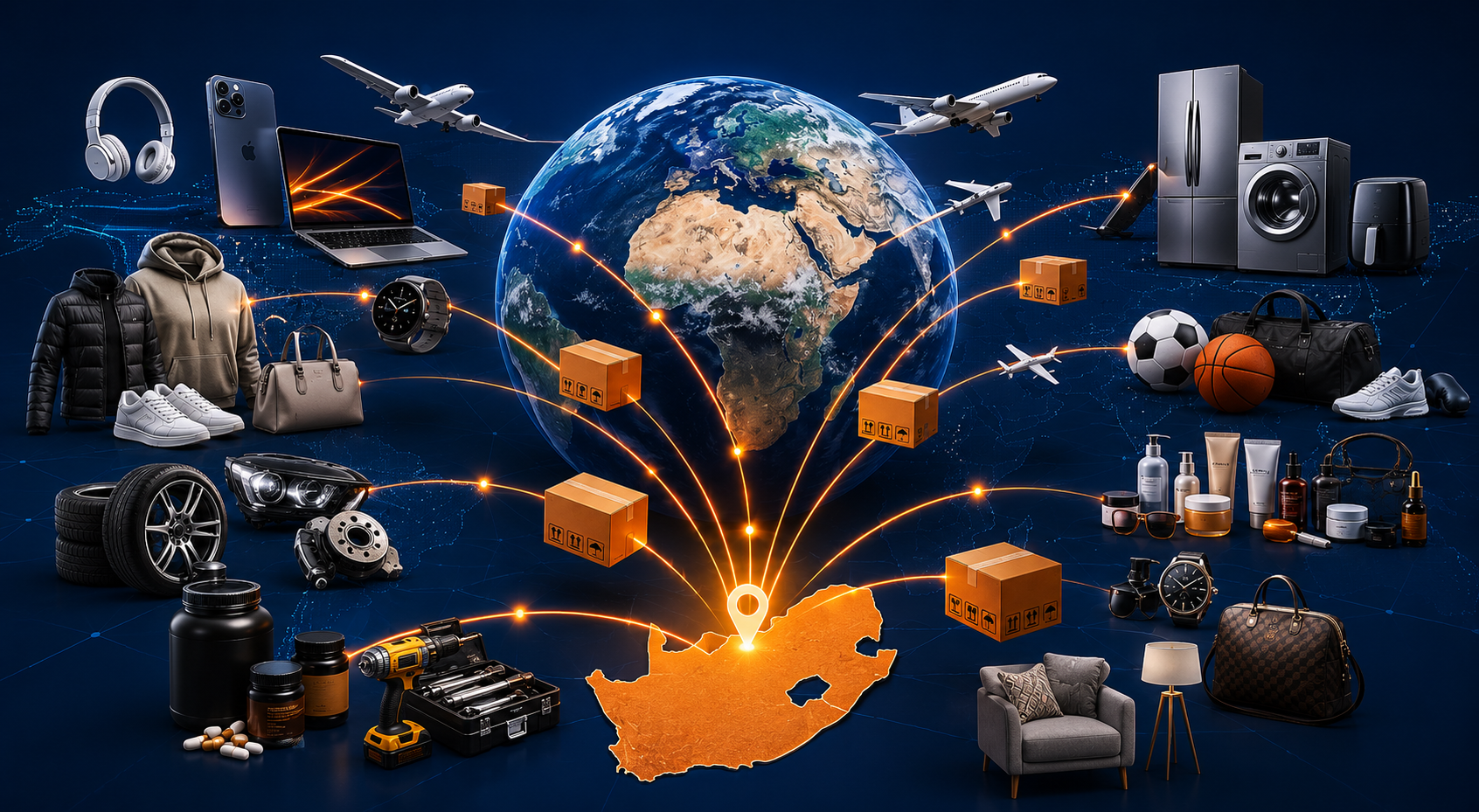 International products from around the world being imported to South Africa through Scott's Shipping Services