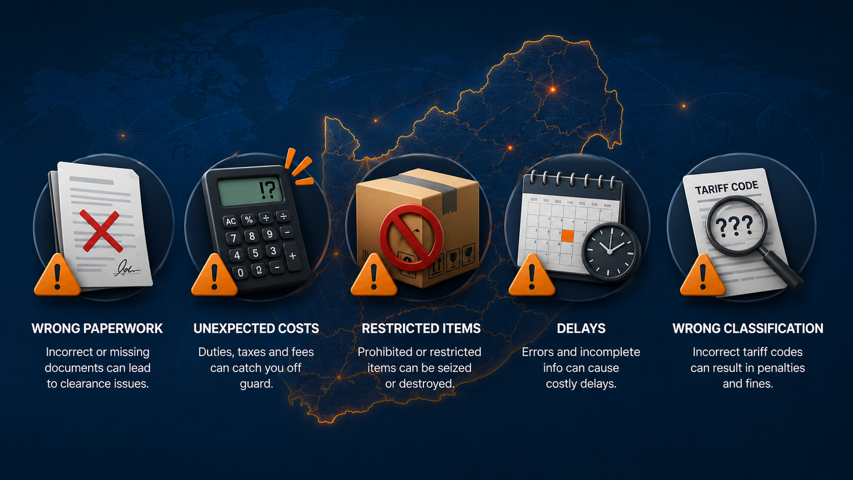 Common importing mistakes in South Africa including customs paperwork, tariff codes, and hidden shipping costs