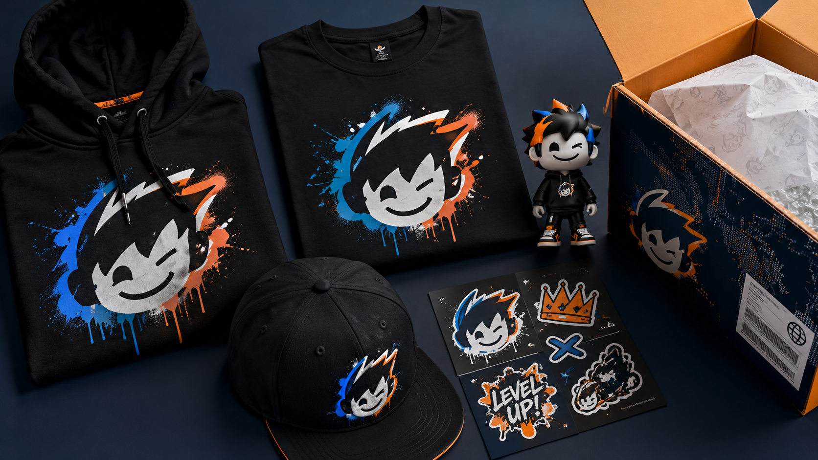 Creator merchandise including hoodies, T-shirts, and collectibles being imported to South Africa