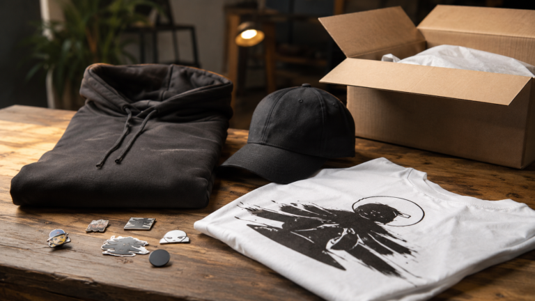 Imported creator merch hoodies and caps packed for South Africa